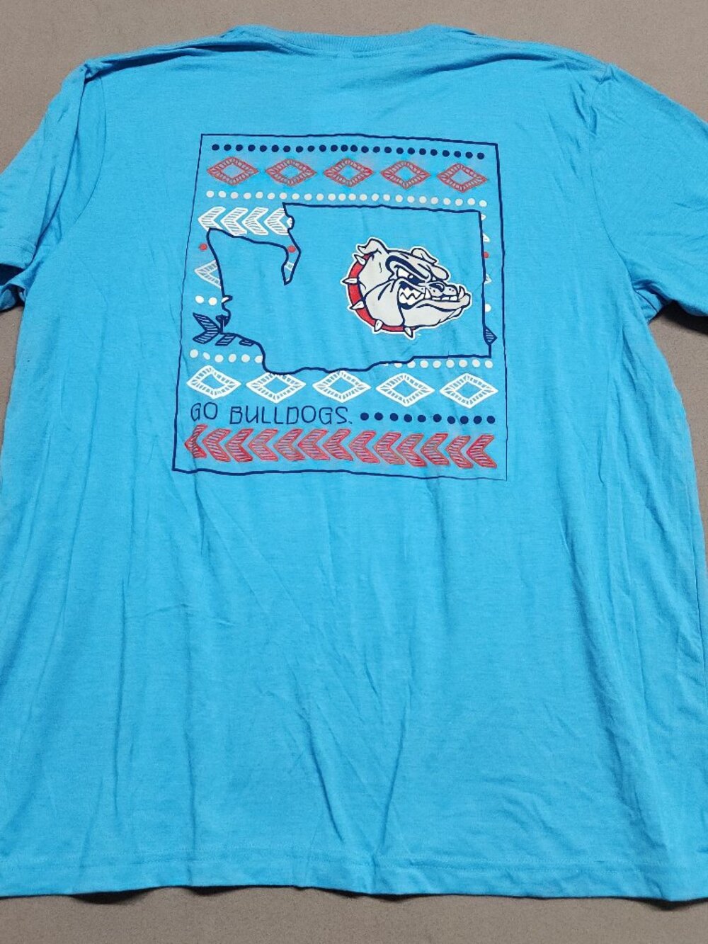 Gonzaga Bulldogs Collegiate T Shirt 2XL Polyester Cotton Rayon Light Blue 133